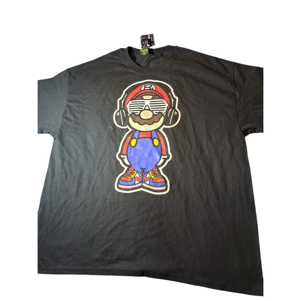 Vintage 2007 Nintendo Mario Tee Mens Size 2XL Black Retro Roots Life